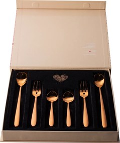 Darčekový set so srdiečkom 6 ks ružovo-zlatý — Love Cutlery - 116445