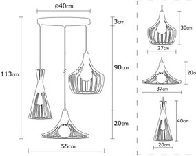 Luster na lanku MEZOPOTAMYA 3xE27/40W/230V