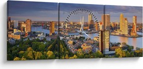 Obraz - Panorama Rotterdamu, Holandsko (s hodinami) (90x30 cm)