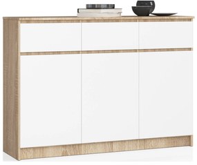 Komoda Kuwait 3D 3D (dub sonoma + biela). Akcia -12%. Vlastná spoľahlivá doprava až k Vám domov. 1117147