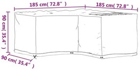 vidaXL Kryty na záhradný nábytok v tvare L 2ks 12 očiek 185x185x90 cm-