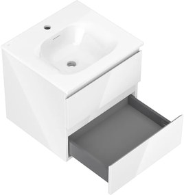 Mexen Orio, kúpeľňová skrinka 50 cm s umývadlom Vela, 2 zásuvky, biela lesklá, 91A10-05047-2-BFF00-W23M00