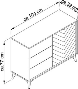 Úložná komoda so zásuvkami Diamond, čierna/dub