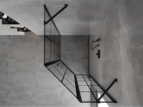 Mexen Mist, päťuholníkový sprchový kút, pravý 80 x 90 cm, číre sklo-čierna mriežka, 8A8-080-090-70-77-P