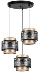 Luster na lanku GABI 3xE27/60W/230V zlatá/čierna pr. 45 cm