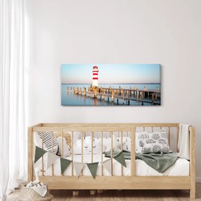 Obraz majáku za úsvitu (120x50 cm)