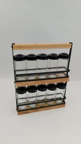 Zeller Present 2. akosť - Sada koreničiek 10ks v kovovom stojane 23 x 5 x 30 cm ZELLER (koreničky BLACK)