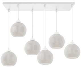 Závesné svietidlo Riffle Round, 6x biele sklenené tienidlo, w