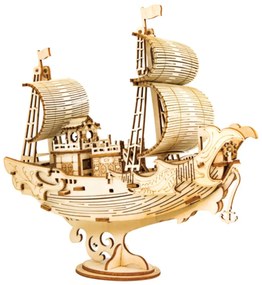 Robotime Drevené 3D puzzle Japonská plachetnica 91 ks