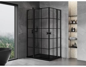 Mexen, Mexen Mist L Duo výklopný sprchový kút 110 x 95 cm, čierna mriežka - 8A4L-110L-095P-70-77