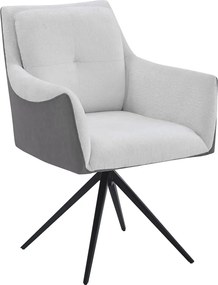 Jedálenská stolička Malibu, šedá ekokoža/krémová štruktúrovaná látka