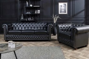 Dizajnová 3-miestna sedačka Chesterfield 205 cm čierna