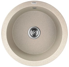 Laveo Dafne, 1-komorový granitový drez 510x510x205 mm, béžová, LAV-SBD_488Y