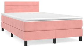 Boxspring posteľ s matracom a LED, ružová 120x190 cm, zamat 3270164