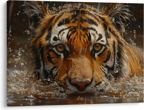 Obraz - Portrét tigra vo vode (70x50 cm)