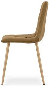 Set dvoch jedálenských stoličiek KARA zamatové, hnedé / hnedé nohy (2 ks)