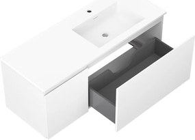 Mexen Orio, kúpeľňová skrinka 120 cm s pravým umývadlom Otis, 1S, 1D, biela matná, 91A13-12047-3-BBFF01-W18P01