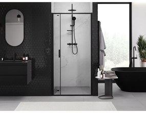 Mexen Exo, skladacie dvere do otvoru 65x200 cm, 6mm číre sklo, čierny profil, 816-065-000-70-00