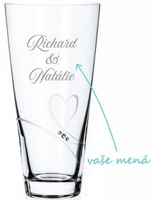 Sklenená váza k výročiu Diamante Romance s menami