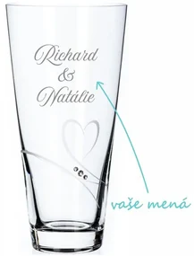 Sklenená váza k výročiu Diamante Romance s menami
