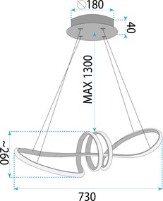 Toolight Toolight, LED závesné osvetlenie 120cm, 48W, 3000K, LHJ036-CP, zlatá, OSW-50016