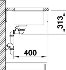 Blanco Subline 340/160-U, silgranitový drez pod pracovnú dosku 555x460x190 mm, drez vľavo, 1,5-komorový, antracitová, BLA-523548