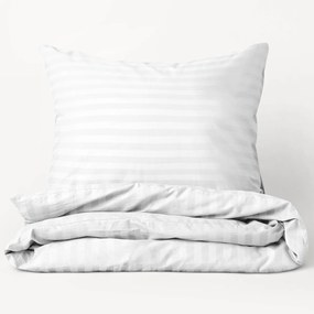 Goldea damaškové posteľné obliečky - vzor 369 biele prúžky 240 x 220 a 2ks 70 x 90 cm