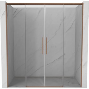 Mexen Rox, posuvné sprchové dvere 200 cm, 8mm číre sklo, medený matný profil, 8C2-200-002-65-00