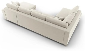 Béžová zamatová rozkladacia/s úložným priestorom rohová pohovka (ľavý roh/do "U") Kyoto – Cosmopolitan Design