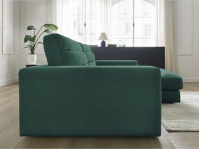 Zelená zamatová rohová pohovka (pravý roh/s leňoškou) Sierra – Bobochic Paris