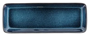 Čierno-modrá kameninová servírovacia tácka Bitz, 38 x 14 cm