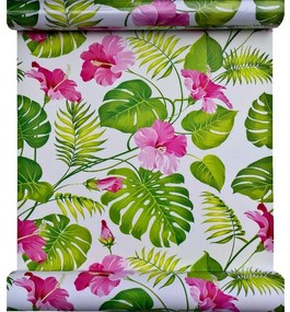 Samolepiace tapety listy monstera na bielom podklade 45 cm x 10 m IMPOL TRADE T38 Samolepiace tapety