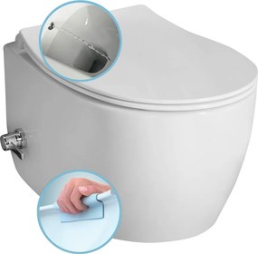 Isvea Isvea, SENTIMENTI CLEANWASH závesná WC misa, integrovaný ventil a bidetová spŕška, Rimless, 36x51cm, biela, 10ARS1010