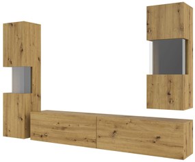 Obývacia stena Avernic Typ 10 (čierna + dub artisan). Vlastná spoľahlivá doprava až k Vám domov. 1042057