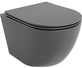 Mexen Lena WC misa Rimless s pomaly padajúcim sedátkom, duroplast, Šedá tmavomatná - 30224071