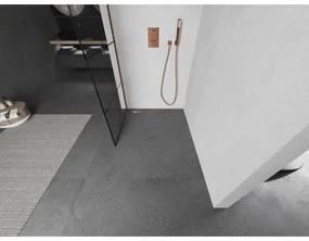 Mexen Kioto L, sprchová zástena Walk-In 90 x 200 cm, 8mm číre sklo čierny vzor, ružové zlato profil, 800-090-103-60-77