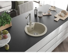 Mexen Diego, 1-komorový granitový drez 488x488x167 mm, chrómová batéria Duero, béžová, 6512-69-671600-00