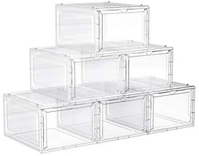 Boxy na topánky, 6ks, stohovateľné, priehľadné, 19x27x34,5cm, biele