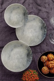 Porcelánová sada 24 ks talířů Pearl bílá/šedá
