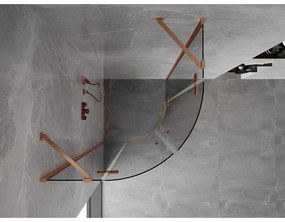 Mexen Mist, polkruhový výklopný sprchový kút 80 x 80 cm, číre sklo, medený matný profil, 8A33-080-080-65-00