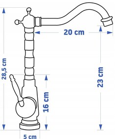 Rea Bona Old, vysoká drezová batéria h-285, medená matná, REA-B6528