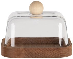 Drevená máslenka so skleneným poklopom - 14 cm
