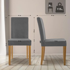 Sada 2 ks jedálenských stoličiek Ina látka cord, antik svetlá - sivá