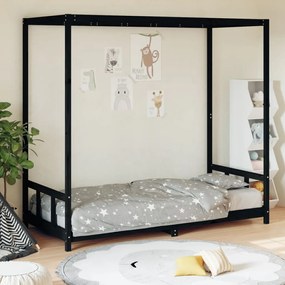 Rám detskej postele čierny 90x200 cm masívna borovica 834524