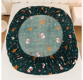 Plachta mikroplyš SNOWMAN AND GINGERBREAD 200x200 cm zelené
