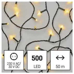 LED vianočná reťaz, 50 m, vonkajšia aj vnútorná, teplá biela, časovač