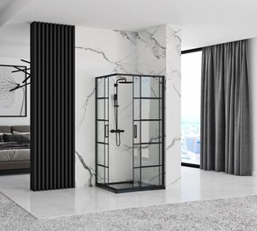 Rea Concept, sprchovací kút 80x100x190 cm, čierny profil + čierna sprchová vanička Savoy, KPL-K1006