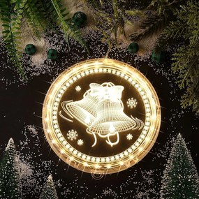 LED svetelná ozdoba na okno JINGLE BELLS II kruhová biela