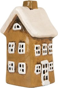 Tealight Holder House 8x7x15 Cm Brown Ceramic - 8.0 cm
