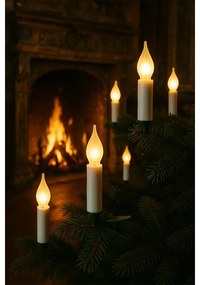 Svetelná reťaz Plameň biely, 16 LED žiaroviek Filament, základná